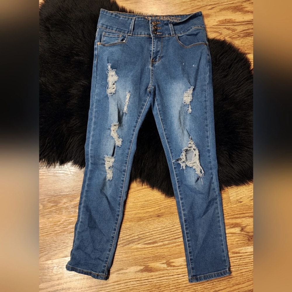 GoGo Jeans High Rise Ankle Distressed Jeans Juniors Size 11